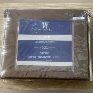 Wamsutta 625 TC 100% Pimacott Cotton-Chocolate-TWIN Sheet Set-Brand New In Pkg